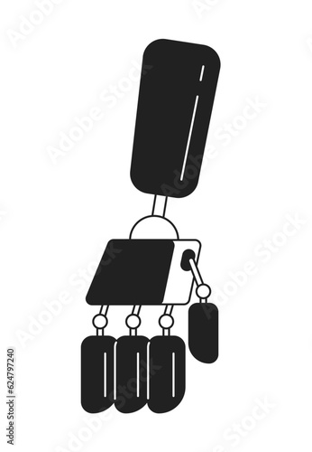 Artificial limb prothesis monochrome flat vector object. Mechanical prosthesis for hand. Editable black and white thin line icon. Simple cartoon clip art spot illustration for web graphic design