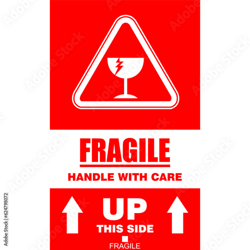 Fragile, handle with care, sticker label
