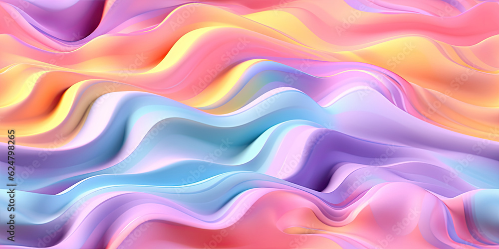 Abstract 3D Background with colorful holographic wavy flowing liquid paint. Generative AI Abstract 3D Background with colorful holographic wavy flowing liquid paint. Generative AI