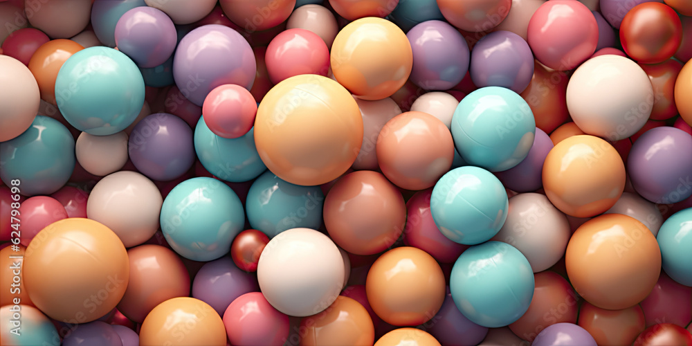 Abstract 3d background, colorful balls pattern texture. Generative AI
