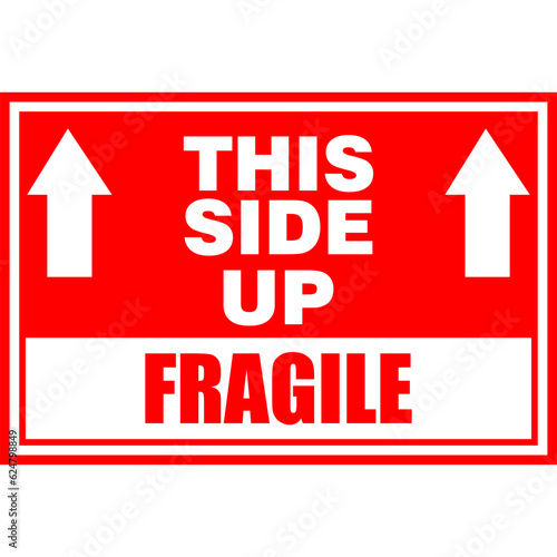 Fragile, This side up, sticker vector