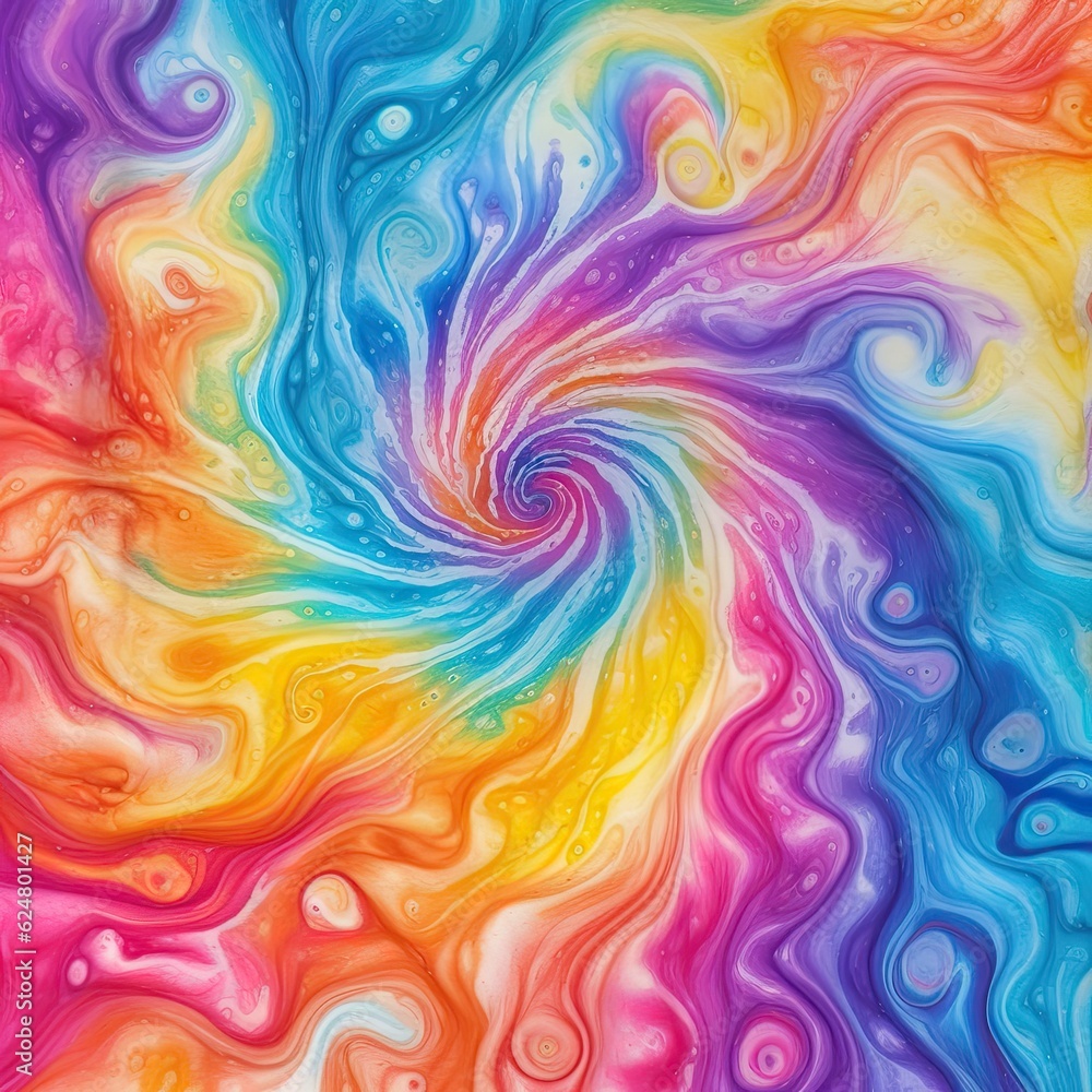 Fototapeta premium Abstract spiral swirl rainbow background. Generative AI