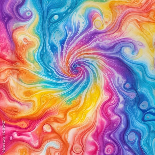 Abstract spiral swirl rainbow background. Generative AI