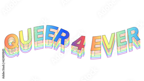 Gender Queer Slogan Word Art with Pride Rainbow Trails