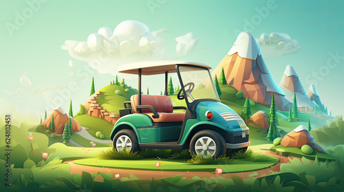 creative illustration of a golf cart. Generative AI