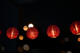 日本の夜の提灯 ピカピカ光るお祭り　グラフィック素材