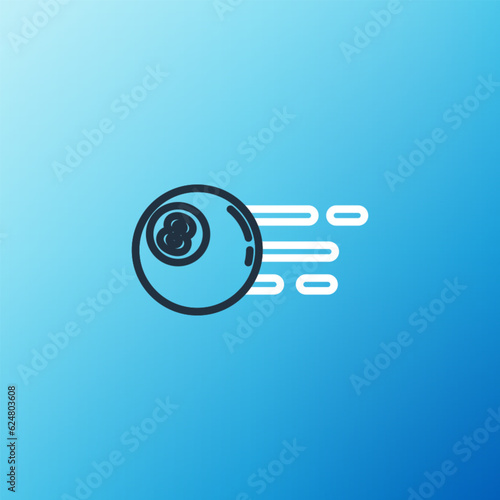 Line Billiard pool snooker ball with number 8 icon isolated on blue background. Colorful outline concept. Vector