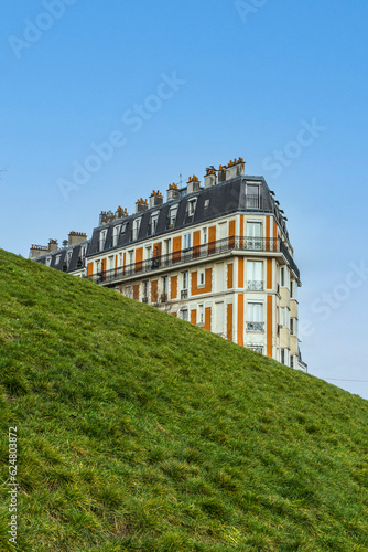 Vertical shot of the Sinking House Of Montmartre In Paris