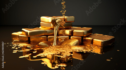 Melting gold ingot , finance concept illustration photo