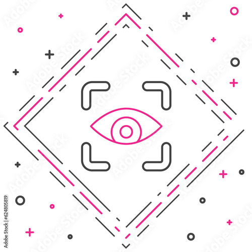 Line Eye scan icon isolated on white background. Scanning eye. Security check symbol. Cyber eye sign. Colorful outline concept. Vector