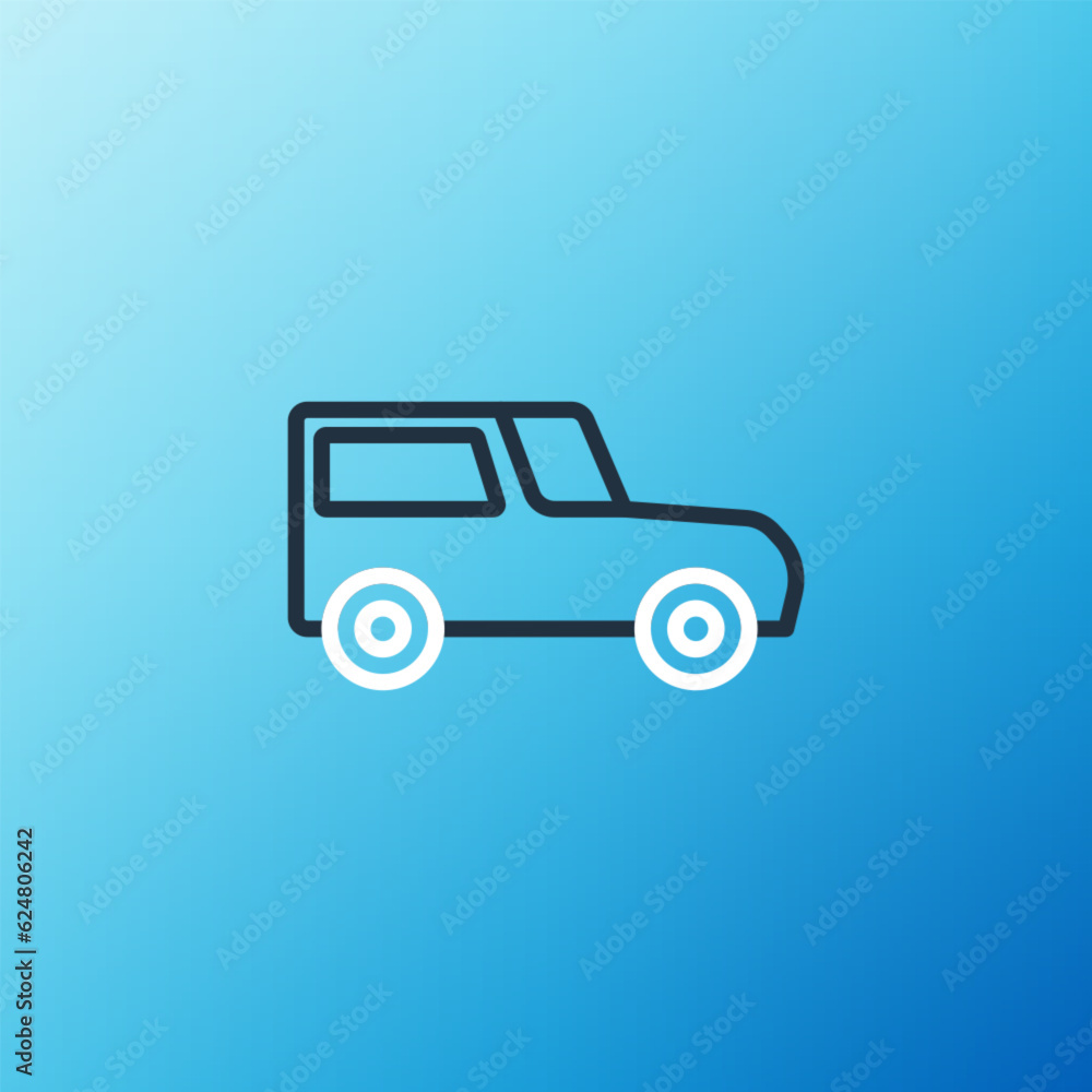 Line Car icon isolated on blue background. Colorful outline concept. Vector Line Car icon isolated on blue background. Colorful outline concept. Vector