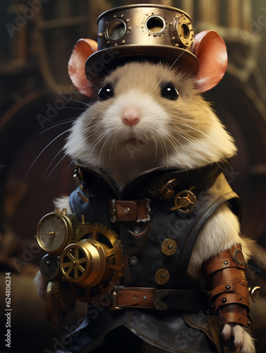 A Portrait of a Steampunk Hamster | Generative AI