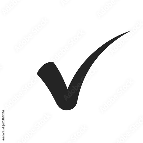 Check mark.Black ink Checklist icon isolated on white background.