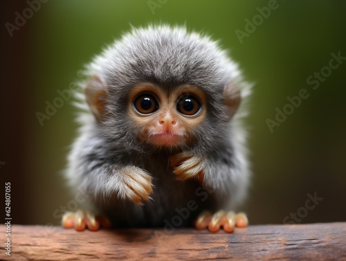 Photo of Pygmy Marmoset: The world's smallest monkey, with big eyes and a fluffy mane © siripimon2525