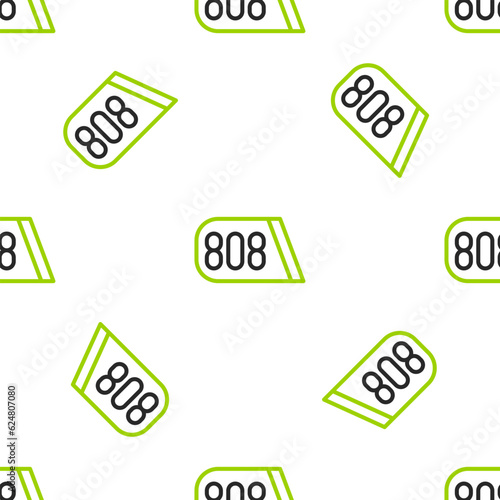 Line Drum machine music producer equipment icon isolated seamless pattern on white background. Vector