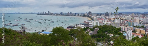 Panoramic view of the of Pattaya from a high viewpoint, Thailand 