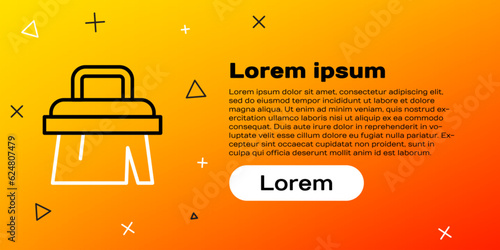Line Sauna brush icon isolated on yellow background. Wooden brush with coarse bristles for washing in the bath. Anti cellulite massage. Colorful outline concept. Vector