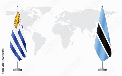 Uruguay and Botswana flags for official meeting