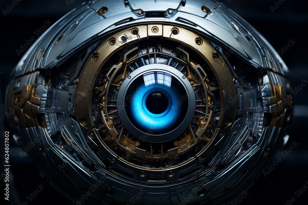 Eye pupil of a robot, cybernetic eye. Futuristic eye of a robot. AI ...