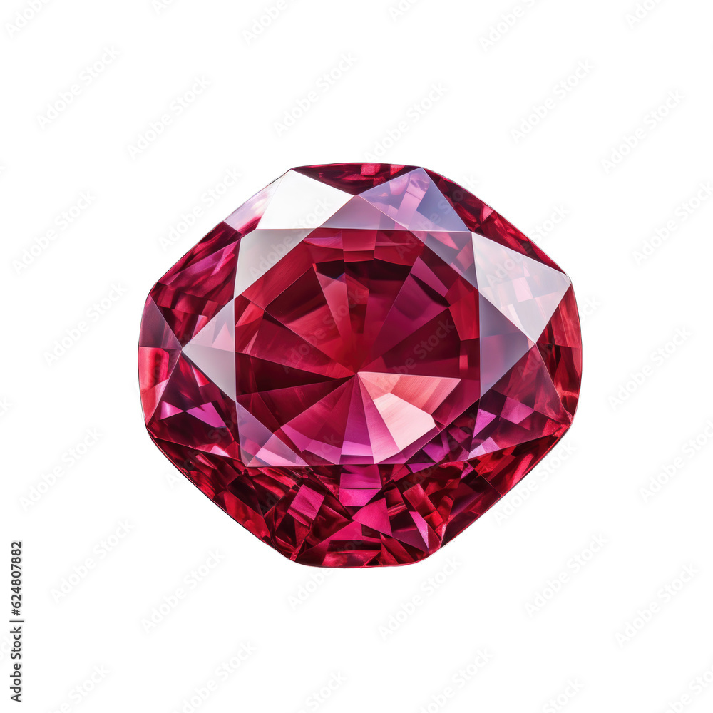 Ruby gem isolated on transparent background. Generative AI