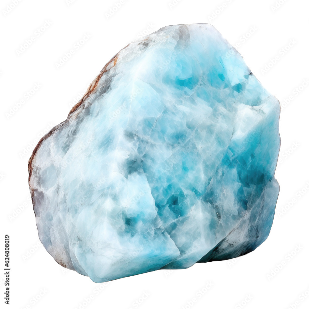 Fototapeta premium Larimar gem isolated on transparent background. Generative AI