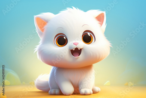 Cute kitten cartoon character created with Generative AI technology
