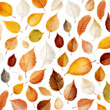 Autumn leaves pattern isolated white, create using generative AI tools