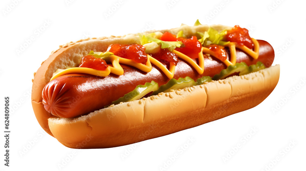 a delicious Hotdog with ketchup and mustard a delicious Hotdog with ketchup and mustard