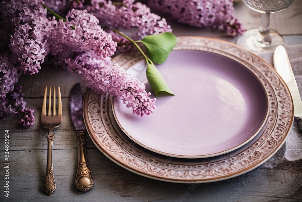 Still life with spring's bouquet on a tea table Generative AI