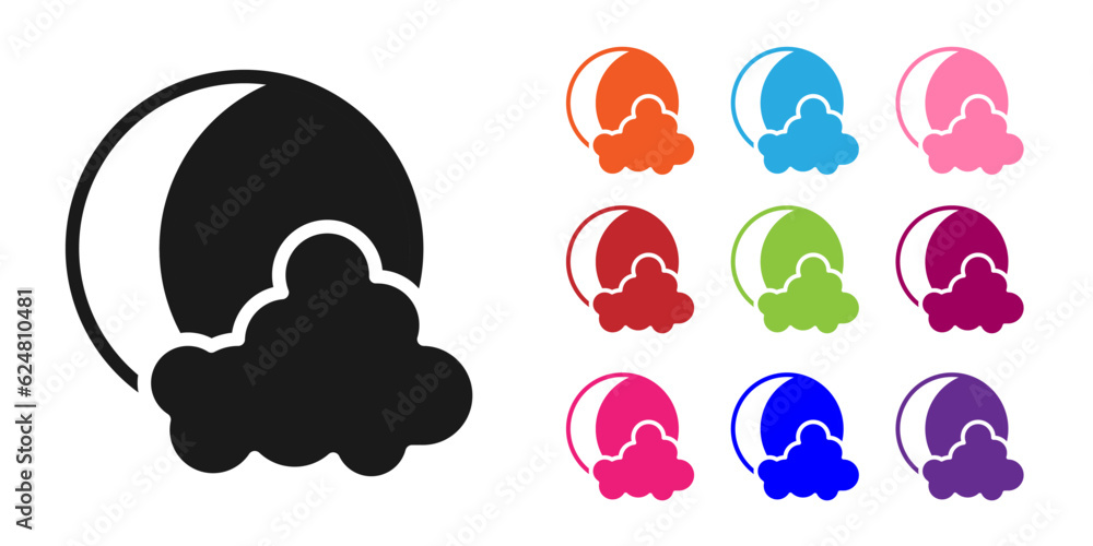 Obraz premium Black Moon and stars icon isolated on white background. Set icons colorful. Vector