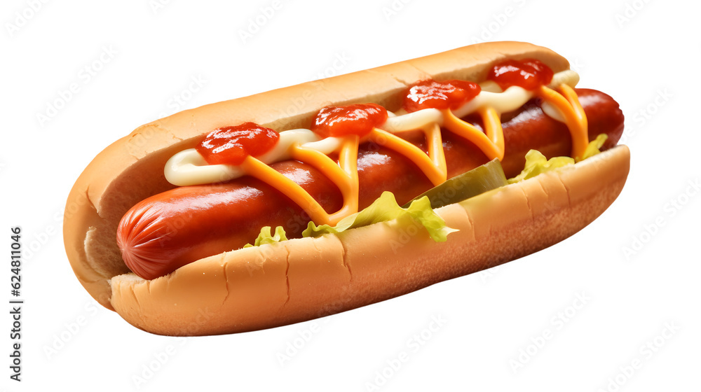 a delicious Hotdog with ketchup and mustard a delicious Hotdog with ketchup and mustard