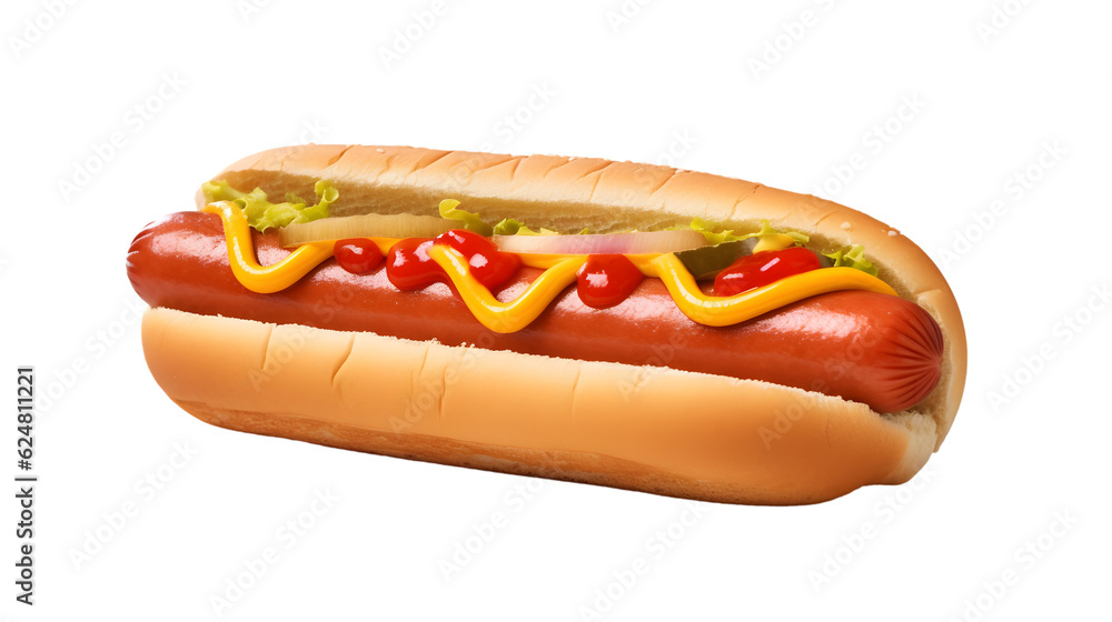 a delicious Hotdog with ketchup and mustard a delicious Hotdog with ketchup and mustard