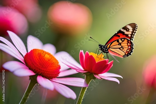 butterfly on flower ai generated