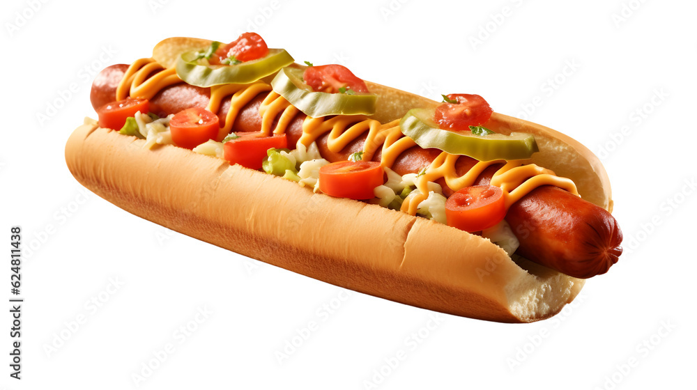 a delicious Hotdog with ketchup and mustard a delicious Hotdog with ketchup and mustard