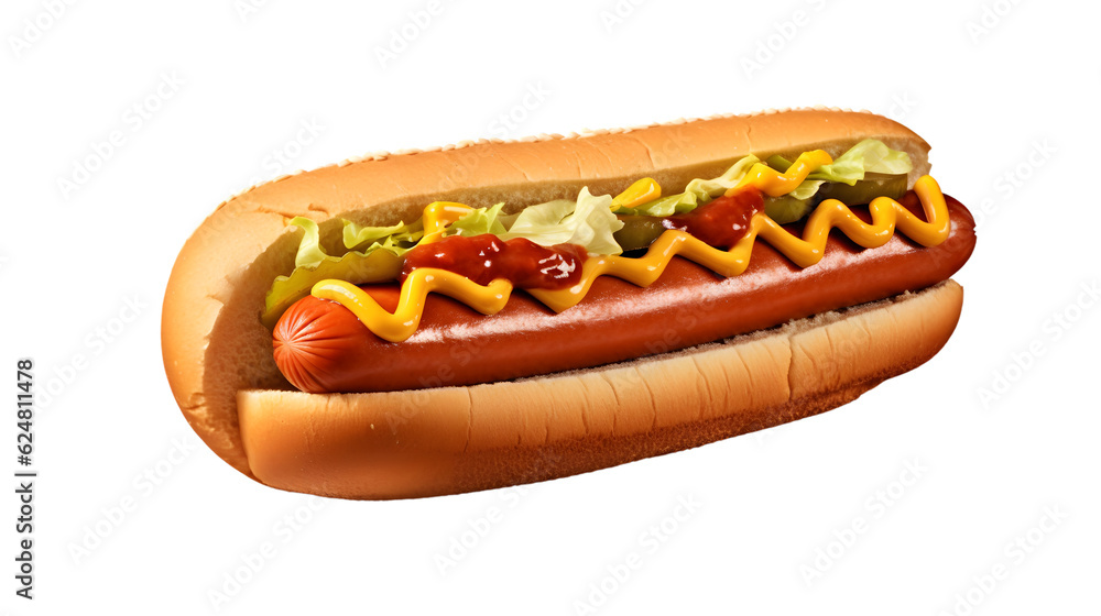 a delicious Hotdog with ketchup and mustard a delicious Hotdog with ketchup and mustard