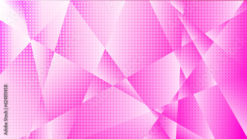Pink Geometric Shape Pattern. Abstract Polygon Background With Halftone. Technology Banner Wallpaper. Vector Illustration
