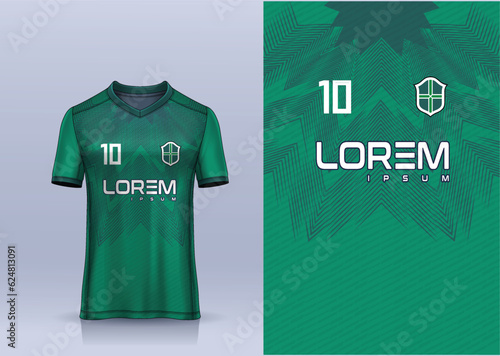 green mexico t-shirt sport design template with abstract  pattern for soccer jersey. Sport uniform in front view. Tshirt mock up for sport club. Vector Illustration