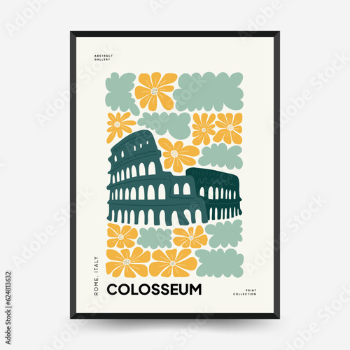 Abstract travel and floral posters template. Modern trendy Matisse minimal style. Floral poster, landmark. Hand drawn design for wallpaper, wall decor, print, postcard, cover, template, banner. 