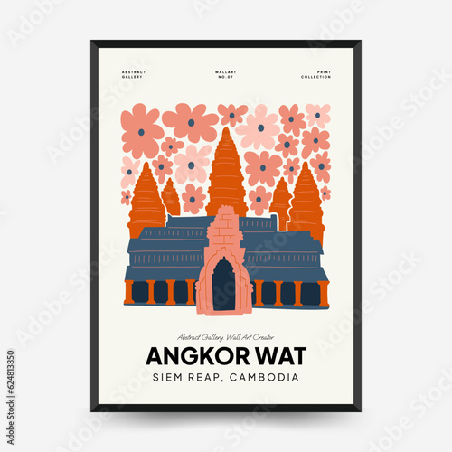 Abstract travel and floral posters template. Modern trendy Matisse minimal style. Floral poster, landmark. Hand drawn design for wallpaper, wall decor, print, postcard, cover, template, banner. 