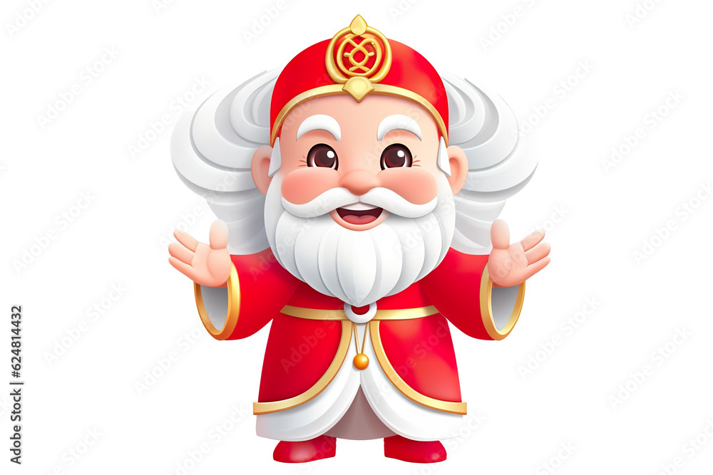 cute Chinese new year God of fortune smiling, white isolated background,cartoon style PNG cute Chinese new year God of fortune smiling, white isolated background,cartoon style PNG