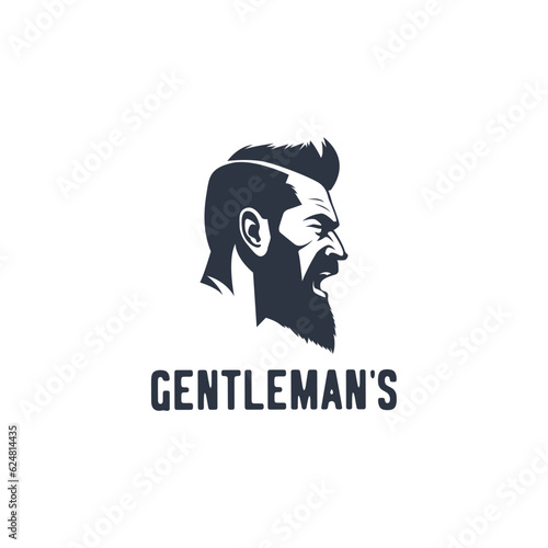 Man with beard icon logo design template. Beard man barber shop isolated vintage label badge emblem vector illustration
