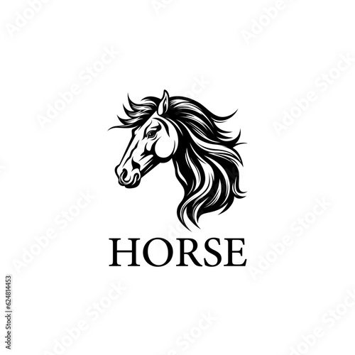 silhouette of a horse's head logo design template vector icon illustration