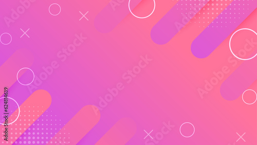 Modern abstract gradient background with geometric memphis element in orange and purple color, template for banner, poster, web design. 