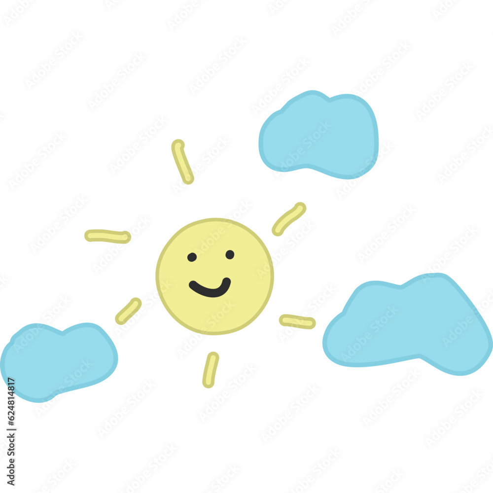 Sun and clouds cartoon in icon style Sun and clouds cartoon in icon style