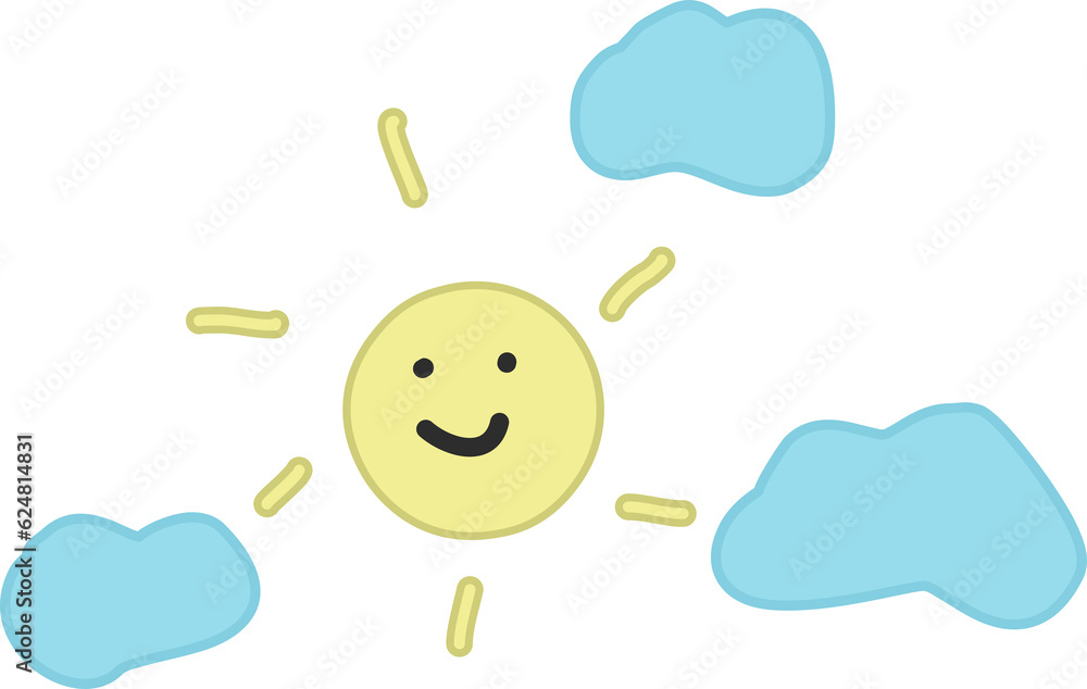 Sun and clouds cartoon in icon style Sun and clouds cartoon in icon style