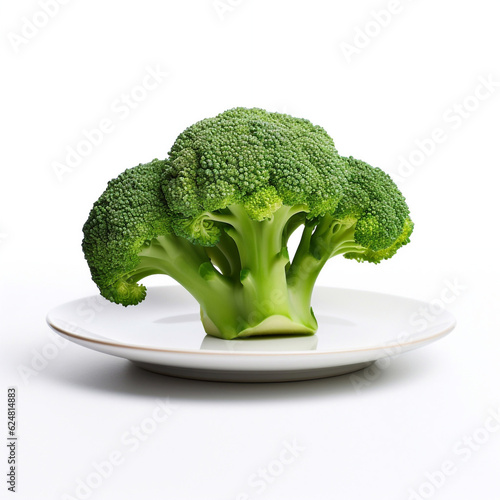 Juicy delicious broccoli lies on beautiful plate, Ai generated