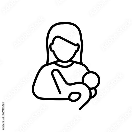 Breastfeeding editable stroke outline icon isolated on white background vector illustration. Pixel perfect.