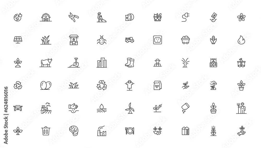 Agriculture icon set. Ecology line icons set. Agriculture icon set. Ecology line icons set.