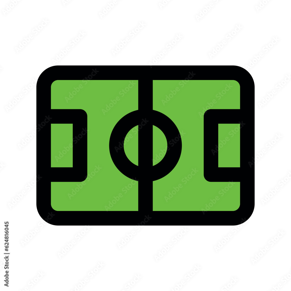 Illustration vector graphic icon of Football Field. Filled Line Style Icon. Sport Themed Icon. Vector illustration isolated on white background. Perfect for website or application design. Illustration vector graphic icon of Football Field. Filled Line Style Icon. Sport Themed Icon. Vector illustration isolated on white background. Perfect for website or application design.