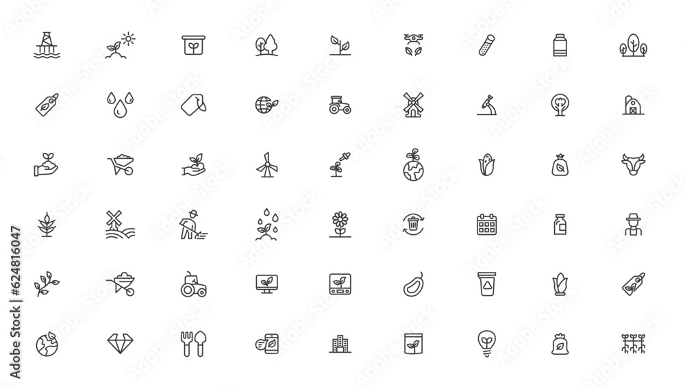 Agriculture icon set. Ecology line icons set. Agriculture icon set. Ecology line icons set.
